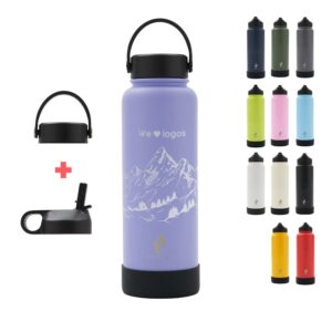 Botella Agua de Cristal, Capacidad De 360 ML. Libre BPA, Con Funda Goma y  Tapon Antigotas - BigMat